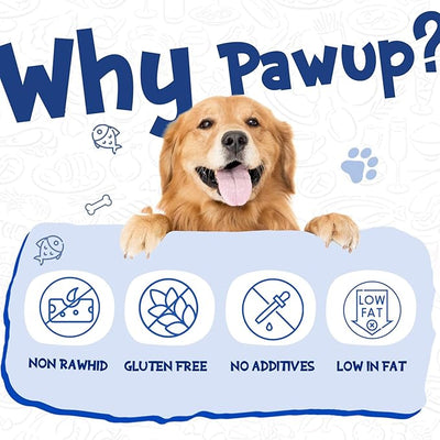 PAWUP Cod Skin Dog Treats Natural High Omega 3 Dog Snacks, Single Ingredient Cod Skin Chews for Small Dogs w/Taurine