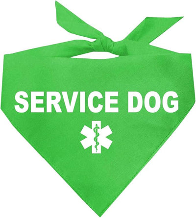 Service Dog Dog Bandana | 100% Cotton Adjustable Triangle |Service Dog | Working Animal | Assistance |Lime, X-Small (307)