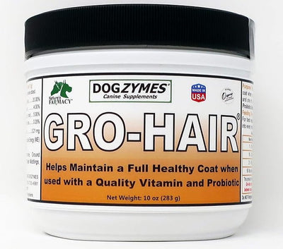 Dogzymes GRO-Hair for Length of Coat or Feathering, Fast Coat Growth or When sparse Coat and/or Bald Spots Need to Fill in.
