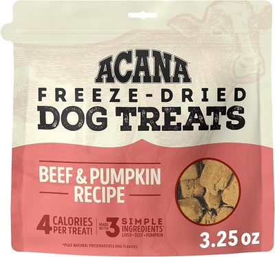 ACANA Singles Grain Free Dog Treats Limited Ingredients & Freeze-Dried Beef & Pumpkin 3.25oz Bag