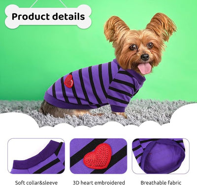Dog Shirts for Large Dogs, Striped T-Shirts Dog Vest Pet Apparel Tee Shirts Spring Summer Suitable for Small and Medium Large Pets French Bulldog Bichon, Violet L