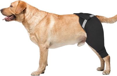 Dog Rear Leg Sleeve to Stop Licking, Upgraded Hind Leg Cover to Stop Slipping, for TPLO Surgery, Skin Conditions, Wounds, Breathable Soft Fabric, Dog Cone Alternative, Left,XL,Black