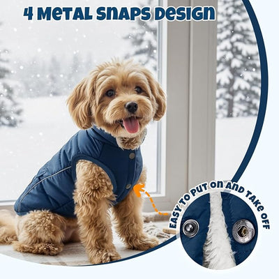 SlowTon Dog Coat - Warm Dog Winter Coat Waterproof, Reflective Winter Jacket with Pocket, Puppy Fleece Vest Pet Apparel Cold Weather Clothes for Small Medium Large Dogs Boy Girl (Navy, L)