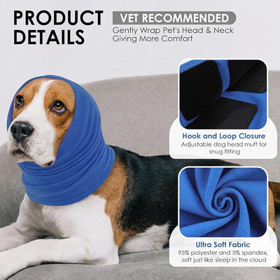 KOESON Ear Wrap for Dogs with Adjustable Hook & Loop, Soft No Shake Dog Ear Wraps Hematoma, Breathable Meidum Dog Ear Cover for Noise Protecion, Pet Calming Hoodie for Thunder, Firework, Separation