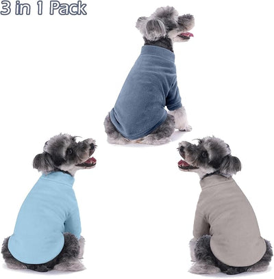 GYALAPERI Dog Sweater, 3 Pack Dog Sweaters for Small Dogs Girl Boy, Ultra Soft Warm Puppy Clothes Dog Coat for Winter (Gray+Azure+Navy, XX-Small)