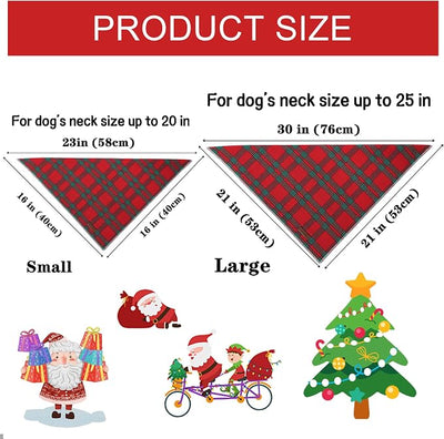 Unique Style Paws Dog Bandanas 1PC Washable Cotton Triangle Puppy Scarfs Christmas Red Green Scottish Plaid with Colorful Flower for Small Medium Large Dogs and Cats