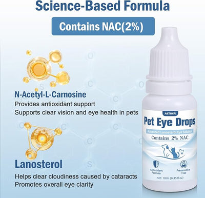 AETHER Cataract Eye Drops for Dogs – Improve Vision Clarity & Comfort, Preservative-Free, Natural Formula for Dogs