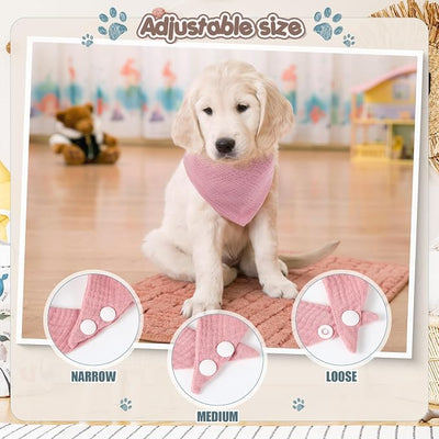 10 Pcs Muslin Cotton Triangle Dog Bandanas Reversible Pet Bibs Scarf Dog Scarves with Two Snaps Apparel Accessories Kerchief for Small to Medium Puppy Cat(Light & Bright Color)