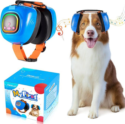 Dog Music Headphones for Anxiety Relief Fireworks Thunder Noise Blocking Earmuffs with Sound Isolation Calming Classical ASMR Music for Dogs – Pet Ear Muffs (Blue, M)
