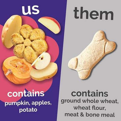 Fruitables Baked Dog Treats, Healthy Pumpkin Treat for Dogs, Low Calorie & Delicious, Made Without Wheat, Corn and Soy, Made in the USA, Allergy Friendly, Pumpkin and Apple Flavor, 32 oz