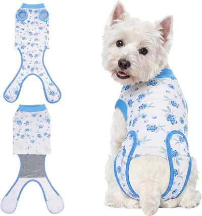 Recovery Suit for Dogs Cats, Dog Surgery Suit for Female Spay Male Neuter | Anti-Licking Dog Cone Alternative Onesie, Dog Surgical Recovery Suit After Abdominal Wounds, Blue, Small