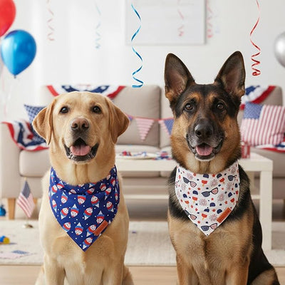 PTDECOR American Flag Dog Bandana Ice Cream Flag Patterns, 4th of July Pet Scarf, Reversible Triangle Patriotic Bandanas for Large X-Large Dogs Pets (X-Large)