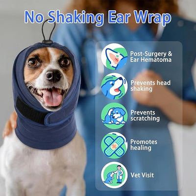 MIGOHI Dog Ear Muffs Noise Protection, Lightweight No Shake Ear Wraps for Dogs Hematoma, Anxiety Relief &Noise Cancelling Dog Ears Cover for Fireworks,Thunderstorms,Separation,Car Ride,Dryer, Blue M