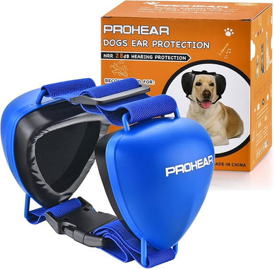 PROHEAR Ungrade GEL Pads Dog Ear Muffs Hearing Protection for Dogs, NRR 28dB for Thunder, Hunting, Tourism,Large - Blue