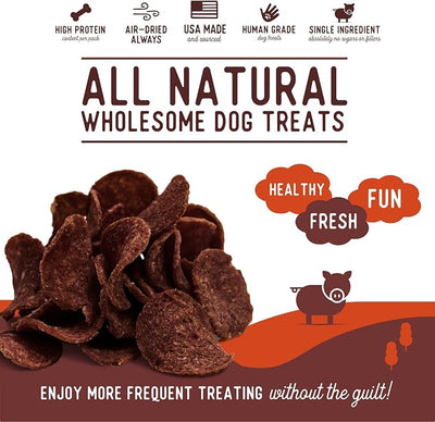 Beg & Barker Pork Chips for Dogs (3.5 Ounce, Pack of 2) - Single Ingredient Dog Treats Made for Large & Small Dogs Protein Human Grade Dog Treats Made from Real Meat Pork, Made in USA
