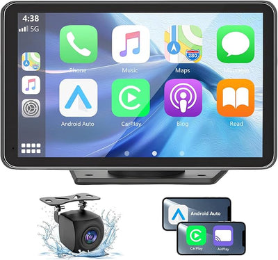 Carplay Screen for Car, 7'' Wireless CarPlay & Android Auto- Upgrade Portable Touchscreen with Bluetooth, Mirror Link, Voice Control, Hands-Free Calling Car Play Screen Stereo for All Vehicles