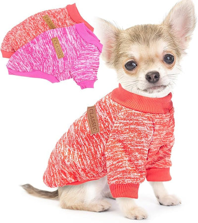 2 Pieces Dog Sweaters for Small Dogs Fall Dog Clothes Female Winter Fleece Puppy Sweaters Warm Outfit Pet Small Sweater for Boy Girl Dogs Yorkie, Chihuahua, Bulldog, Dachshund, Pug, X-Large