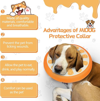 MIDOG Inflatable Dog Cone Collar Alternative After Surgery - Soft Protective Recovery Dog Cone for Large Medium Small Dogs & Cats, Elizabethan Collar for Dogs to Stop Licking - Orange,XL