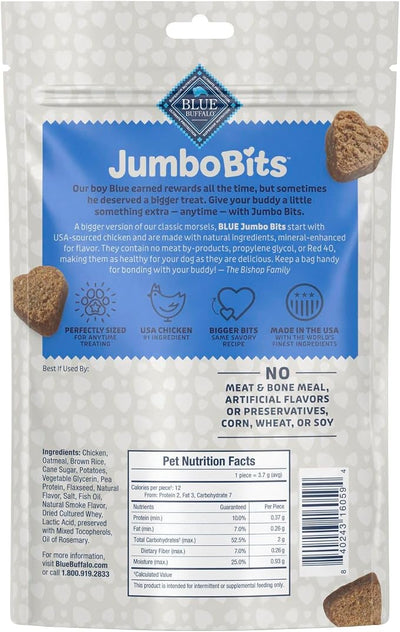 Blue Buffalo Jumbo Bits, Soft & Chewy Anytime Treats, Chicken Recipe, Natural Dog Treats Mineral Enhanced for Flavor, 11 oz. Bag (Pack of 6)