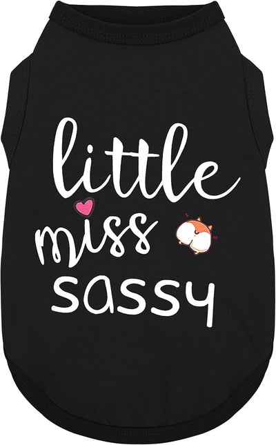 Paiaite Dog Clothes Fashionable Sleeveless Pet Vest: 'Little Miss Sassy' Printed Cotton Dog Shirt, Ideal for Small, Medium, and Large Breeds, Ensuring Comfort and Breathability Black 3XL
