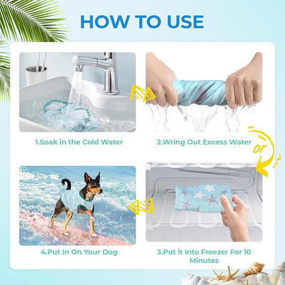 Dog Cooling Shirts, Uadonile 2pcs Dog Summer Clothes Pet Hawaiian Vest Breathable Lightweight Quick Dry, Doggie Cooling T-Shirts for Beach, Hiking, Walking, 2pack (Star, S)
