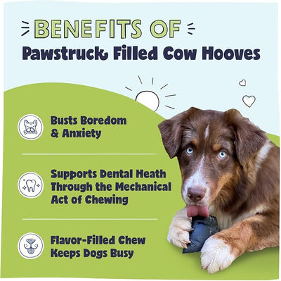Pawstruck Peanut Butter Filled Cow Hooves for Dogs – Made in USA, Long-Lasting Dental Treats and Chews – Beef Hoof – 5 Count – Packaging May Vary (Pack of 4)
