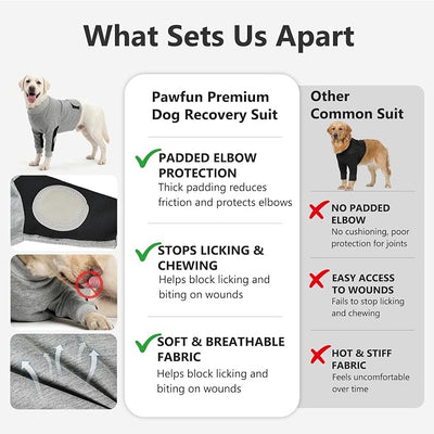 Dog Recovery Suit for Front Legs, Dog Elbow Protector with Padded Elbow Coverage to Stop Licking, Front Leg Sleeve for Hot Spots, Wounds, Hygroma, Calluses & Post-Surgery Care,Grey,S