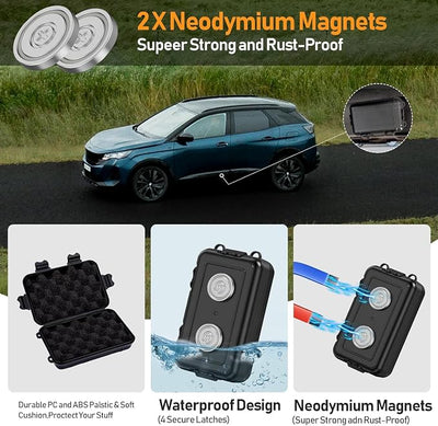 2Pack Magnetic Key Box, Hide A Key Holder, Under Car Magnetic Key Storage, Waterproof Hidden Key Box for Outside, Car Key Hider Magnet for Vehicles Travel (MM1-2, Regular)