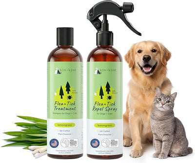 Flea & Tick Spray and Shampoo Kit for Dogs & Cats