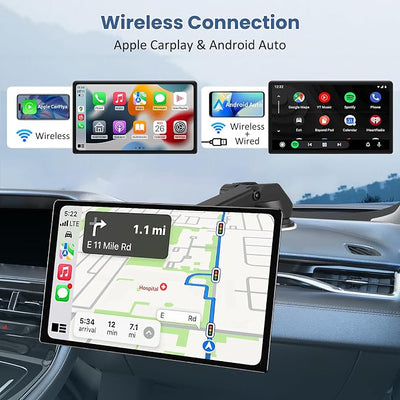 Largest 11.3" Portable Apple Carplay Screen, Wireless Car Play & Android Auto Touch Screen, Car Stereo with App View/4K Dash Cam/Backup Camera/Mirror Link/Voice Control/Music Play
