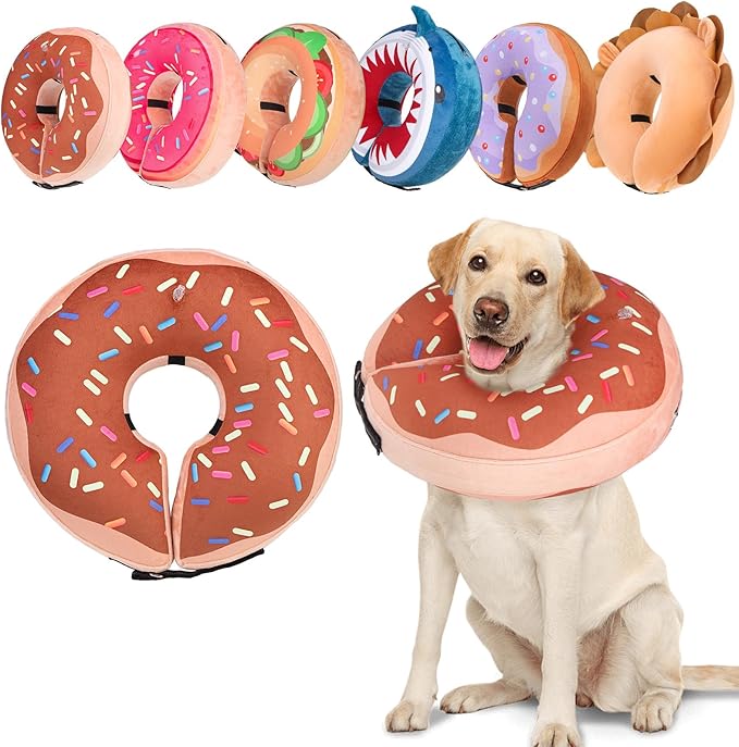 BEAUTYZOO Dog Cone Alternative After Surgery for Large Medium Small Dogs, Soft Inflatable Cone Collar for Dogs Cats, Neck Donut E Collars Dog Recovery Collar to Stop Licking, Chocolate Brown, L