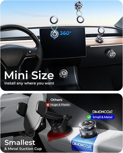 DIMONCOAT 2-Pack【Upgraded】 for Magsafe Car Mount [119+LBS Suction & Metal] 360° Adjustable Magnetic Phone Holders for Your Car Cell Phone Vacuum Mount for Car Accessories for iPhone 17 16 Pro Max 15