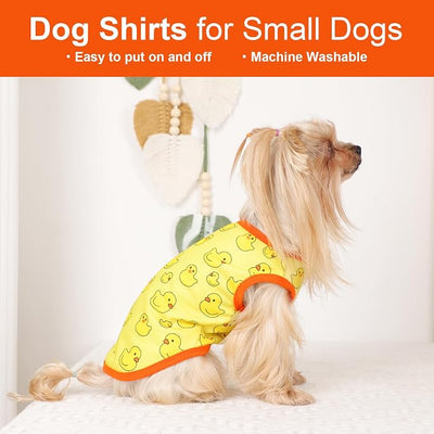 Dog Shirt Vest Dog Clothes for Small Dogs Boy Girl Stretchy Summer Puppy T-Shirts Soft Breathable Lightweight Puppy Sweatshirt Pet Cat Outfit (Yellow Duck, X-Small)