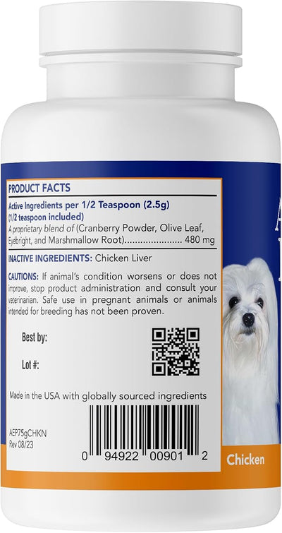 Angels' Eyes Natural Plus Tear Stain Prevention Powder for Dogs & Cats | Chicken Flavor | 75g | Daily Eye Health Support for All Breeds | No Wheat, Corn or Antibiotics | Eyebright & Olive Leaf