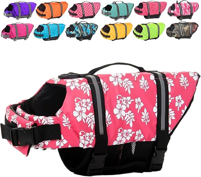Doglay Dog Life Jacket with Rescue Handle, Dog Life Vest for Swimming Boating, Adjustable Reflective Puppy Swim Vest with Superior Buoyancy for Small Medium Large Dogs