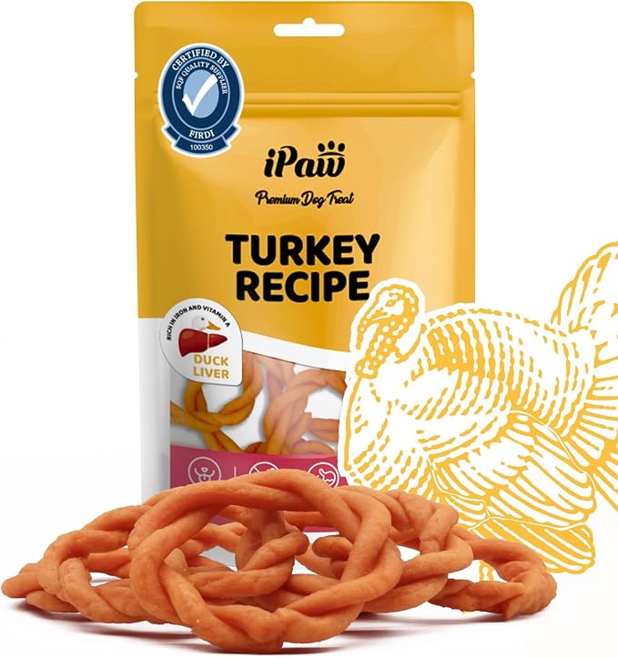 iPaw Turkey Dog Treats, SQF Certified Human Grade Dog Treat, Suitable for Training Chew, Hypoallergenic, Rawhide Alternative, Ring (Duck Liver)