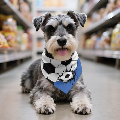 KEIAHUAN Soccer Print Dog Bandana Soft Breathable Sports Themed Pet Triangle Scarf Washable Adjustable Kerchief for Small Medium Large Dogs, Ideal for Game Day Daily Wear