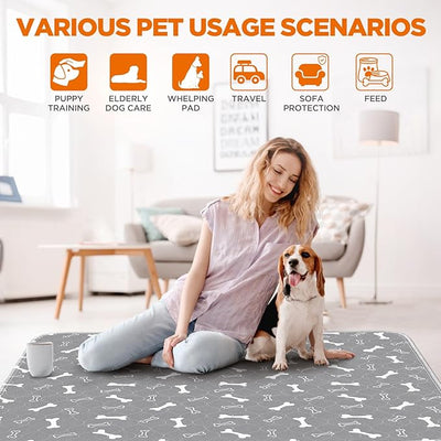 Washable Pee Pads for Dogs, 2 Pack Large 36"x41" Fast Absorbent Reusable Puppy Pads , 100% Waterproof Non Slip and Leak-Proof Whelping Pads Potty Training Pads for Crate, Playpen, Bed, Sofa
