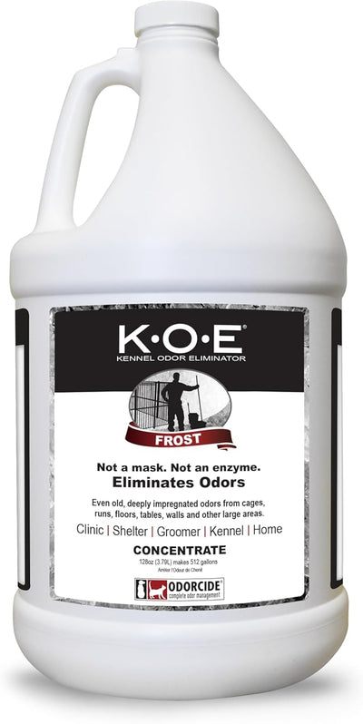 Odorcide K.O.E Kennel Odor Eliminator Concentrate – For Cages, Runs & More – For Home & Kennel w/Safe, Non-Enzymatic Formula - Frost Scent -128 oz