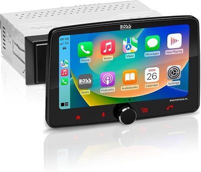 BOSS Audio Systems BVCP9700A-FL Single DIN Car Stereo Wireless Apple CarPlay, Android Auto, 7 Inch Touchscreen, Bluetooth, AM/FM Radio Receiver