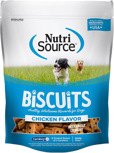 NutriSource Grain-Free Dog Treats, Chicken Biscuits, 14oz