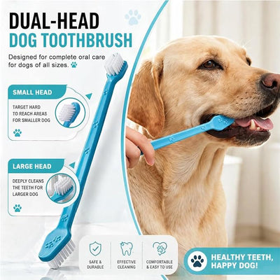 Dog Toothbrush Kit, Triple Head, Dual-Ended, Finger Toothbrush, Nylon Bristles, Manual, Reusable, for Dogs and Cats Oral Dental Health(8 Kit)