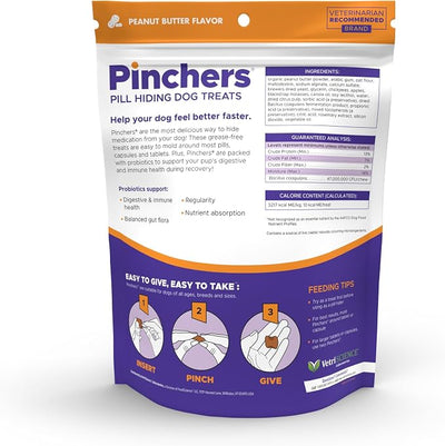 VetriScience Extra Large Pinchers Pill Hiders Chews Non-Greasy Pill Wrap with Probiotics for Dogs, Disguise Pills, Capsules & Tablets, Gut & Immune Health, Peanut Butter, 45 Counts, 2 Pack