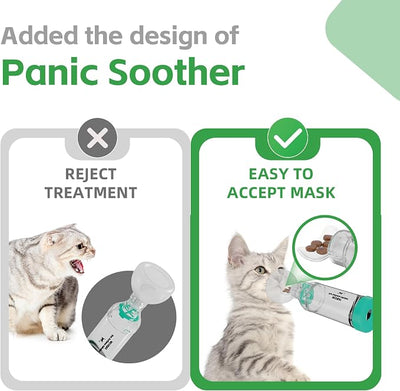 Neobay Cat Inhaler Spacer with Unique Panic Soother & Sensitive Breath Indicator – Designed for Cats with Asthma & Respiratory Issues, Includes 2 Cat Inhaler Masks