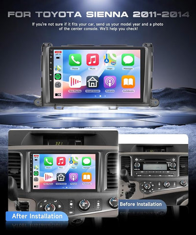 4G+64G for Toyota Sienna 2011-2014 Car Radio with Wireless Carplay/Android Auto, 9 Inch 1280 * 720 Android 15 Touch Screen Car Stereo, Bluetooth, GPS, 5G WiFi, SWC+ HD Backup Camera