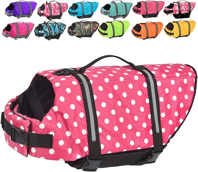 Doglay Dog Life Jacket with Rescue Handle, Dog Life Vest for Swimming Boating, Adjustable Reflective Puppy Swim Vest with Superior Buoyancy for Small Medium Large Dogs