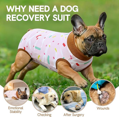 SAWMONG Recovery Suit for Dogs Female Male, Breathable Dog Onesie Body Suit After Surgery Spay Neuter, Professional Pet Surgical Suit, Substitute E-Collar Cone (Pink, XL)