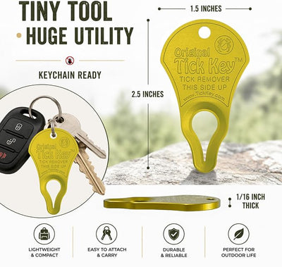The Original Tick Key - Tick Detaching Device - Portable, Safe and Highly Effective Tick Detaching Tool (Yellow)