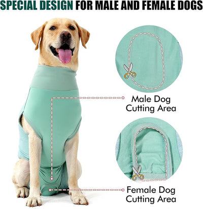 Dotoner Dog Surgery Recovery Suit Dog Suit for Male Female Neuter Anti-Lick Abdominal Wounds Bite Protective Outfit Alternative E-Collar & Cone Breathable Spay Suit for Medium Large Dogs
