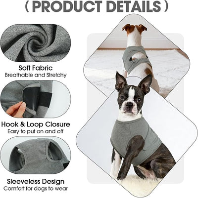 BRKURLEG Chest Recovery Suit for Dogs, Dog Chest Wound Cover, Breathable & Soft Pet Surgery Recovery Suit, Anti-Licking Wound Vest, Not for Spay/Neuter Surgeries, Pet Cone Alternative, Grey M